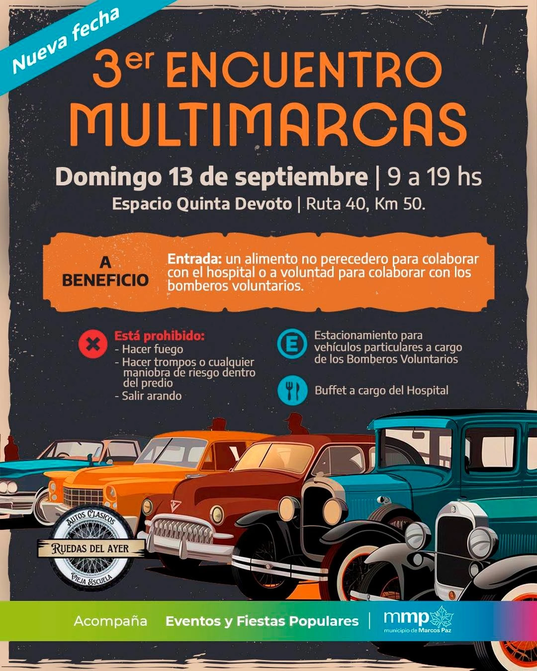 Marcos Paz recibe este domingo el 3° Encuentro Multimarcas con una jornada solidaria